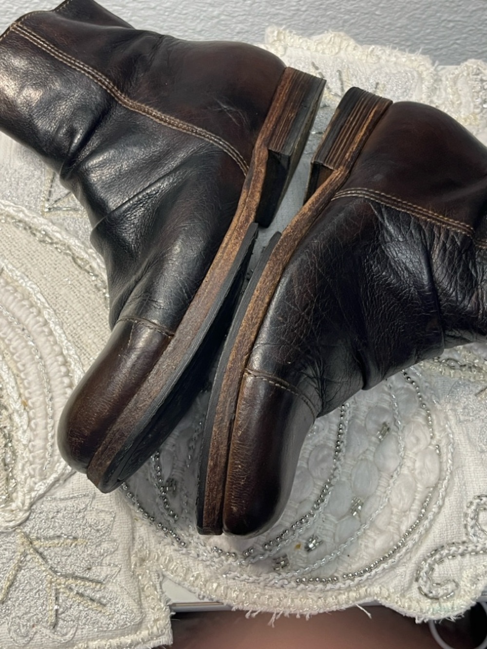 Fiorentini + Baker Dark Brown Italian Leather Ruched Ankle Boots Size [EU 36] - Picture 13 of 15